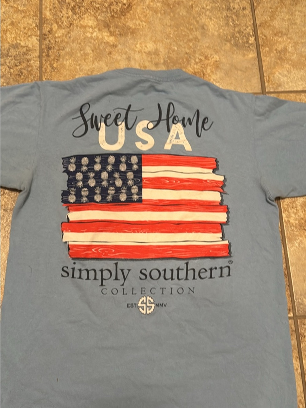 Simply Southern Light Blue 'Sweet Home USA' Graphic Tee